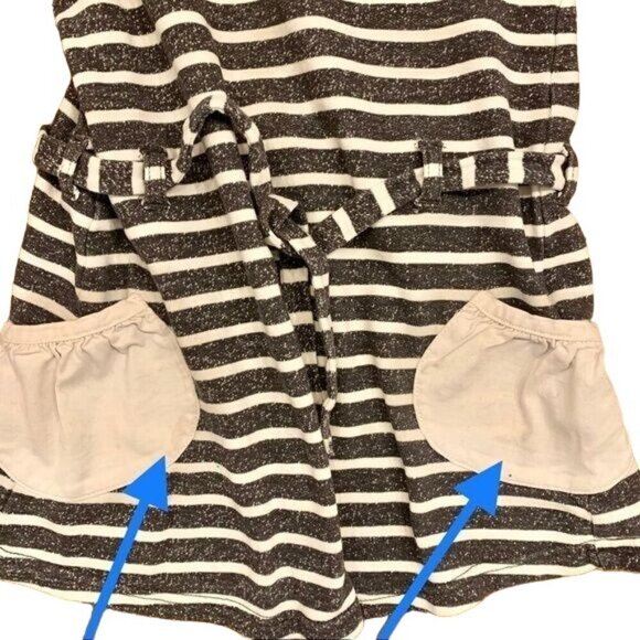 Hanna Andersson Minnie Mouse Dress: Black & White Striped Top Drawstring Waist 4 - Picture 7 of 8